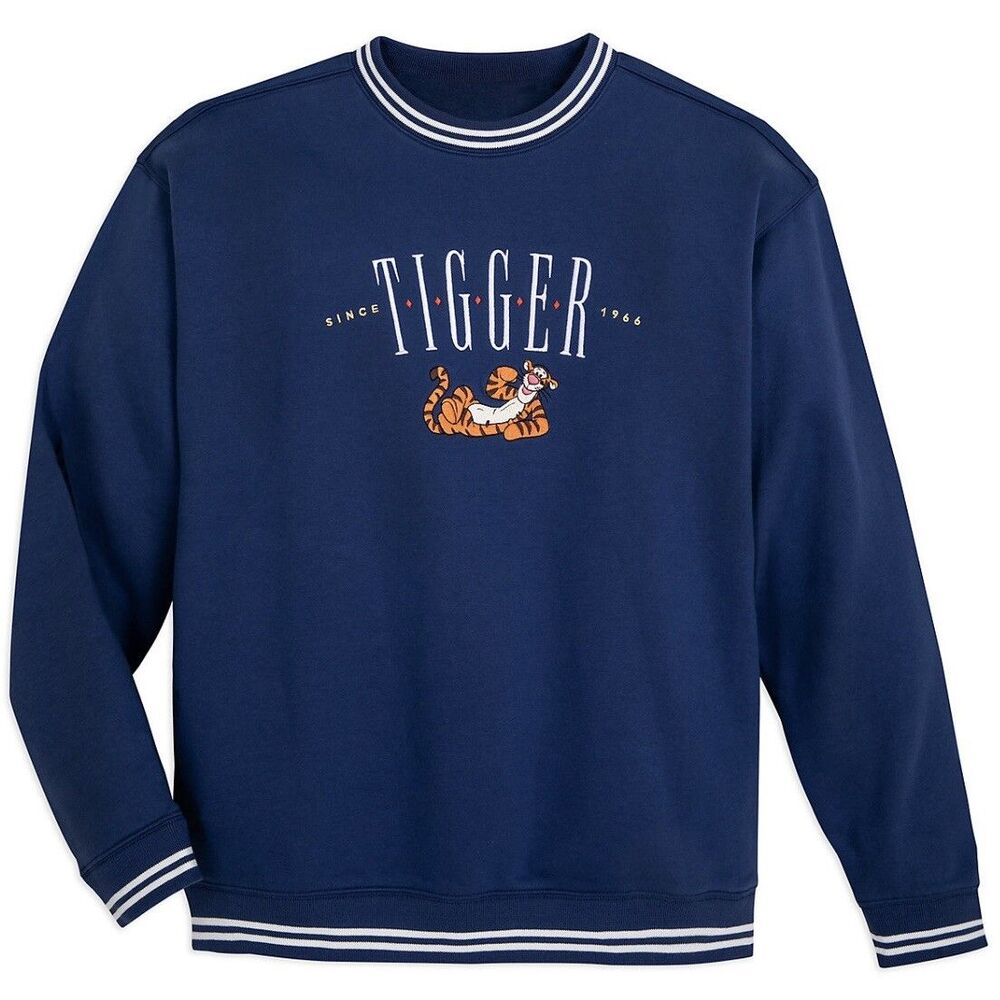 Disney Parks Winnie The Pooh Tigger Embroidered Pullover Sweater Sweatshirt LG